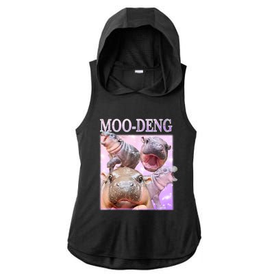 Moo Deng Ladies PosiCharge Tri-Blend Wicking Draft Hoodie Tank