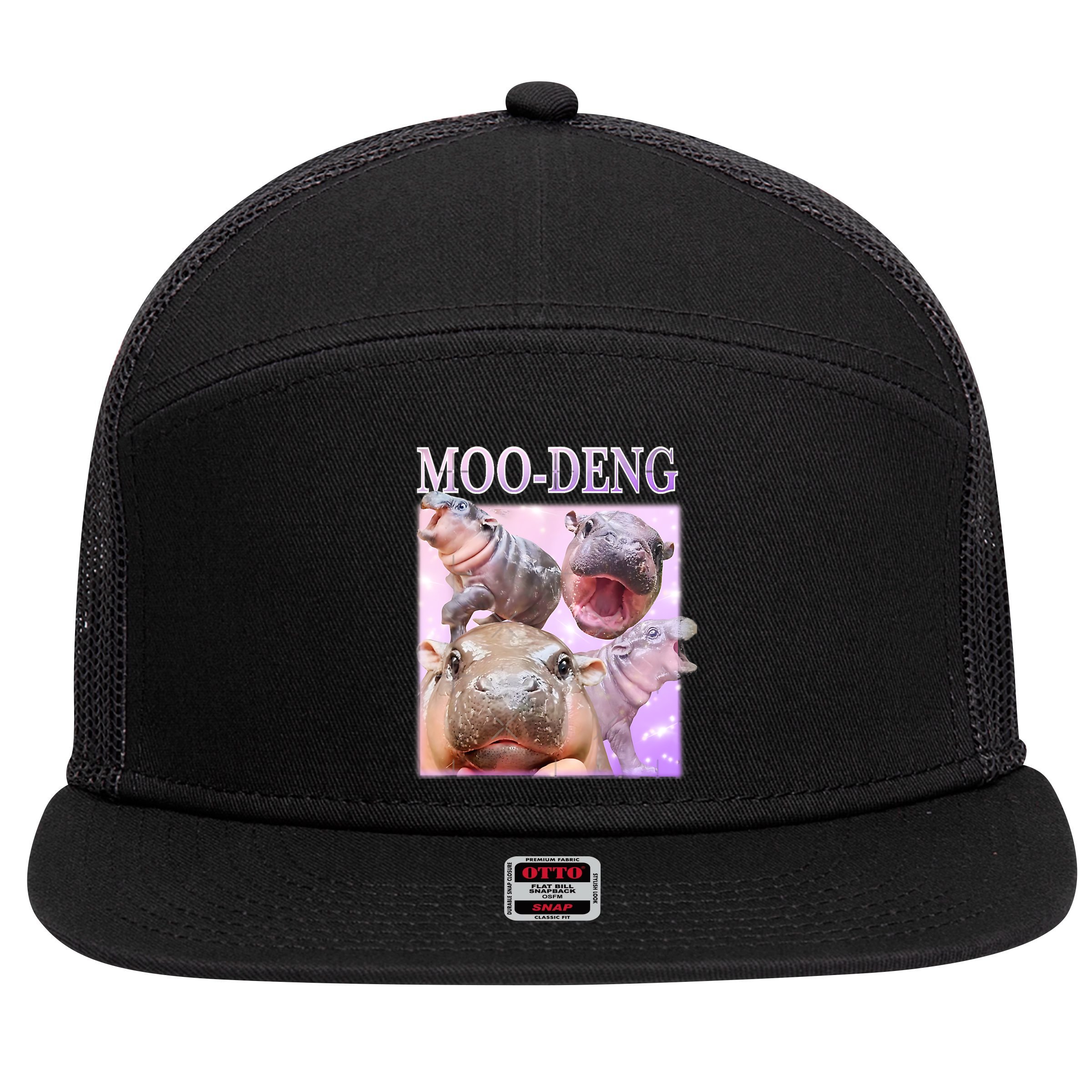 Moo Deng 7 Panel Mesh Trucker Snapback Hat