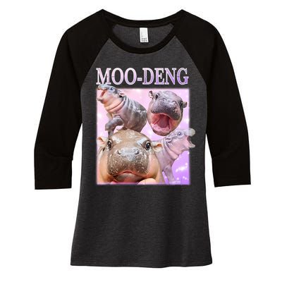Moo Deng Women's Tri-Blend 3/4-Sleeve Raglan Shirt