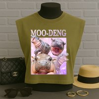 Moo Deng Garment-Dyed Women's Muscle Tee