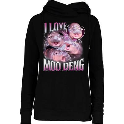 Moo Deng Womens Funnel Neck Pullover Hood