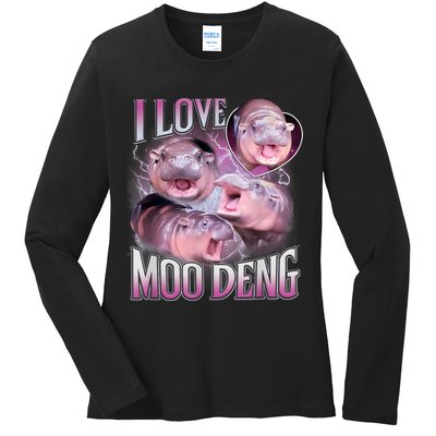 Moo Deng Ladies Long Sleeve Shirt