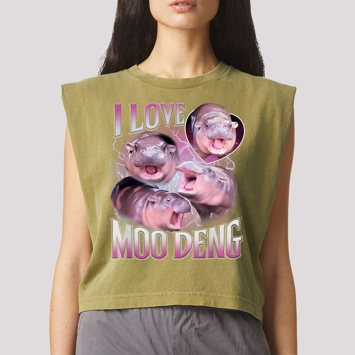 Moo Deng Garment-Dyed Women's Muscle Tee