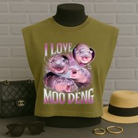 Moo Deng Garment-Dyed Women's Muscle Tee