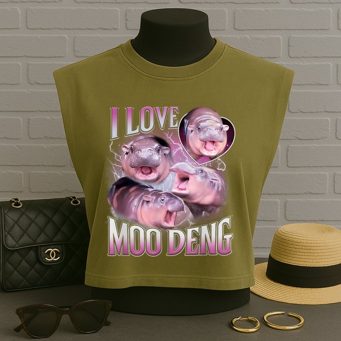 Moo Deng Garment-Dyed Women's Muscle Tee