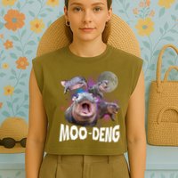 Moo Deng Garment-Dyed Women's Muscle Tee