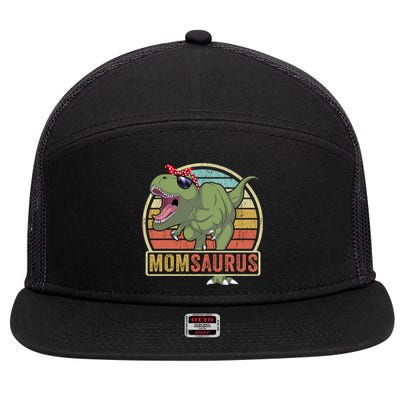 Momsaurus Dinosaur Mom Saurus Family Matching Great Gift 7 Panel Mesh Trucker Snapback Hat