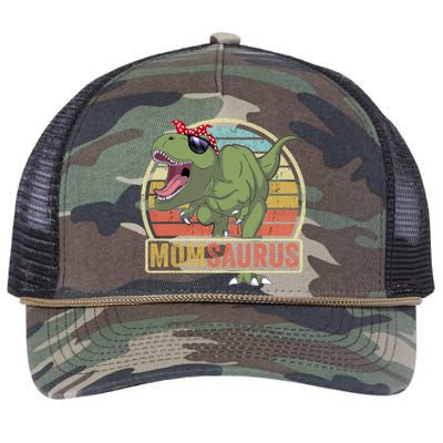 Momsaurus Dinosaur Mom Saurus Family Matching Great Gift Retro Rope Trucker Hat Cap