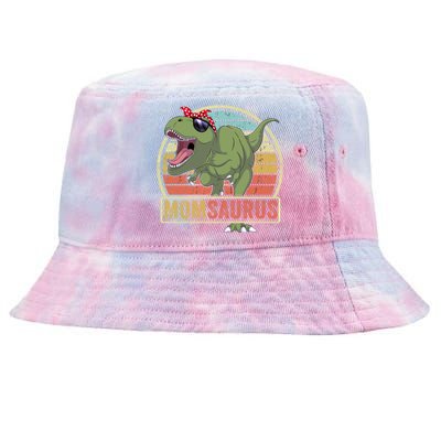 Momsaurus Dinosaur Mom Saurus Family Matching Great Gift Tie-Dyed Bucket Hat