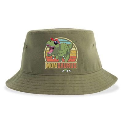 Momsaurus Dinosaur Mom Saurus Family Matching Great Gift Sustainable Bucket Hat