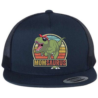 Momsaurus Dinosaur Mom Saurus Family Matching Great Gift Flat Bill Trucker Hat