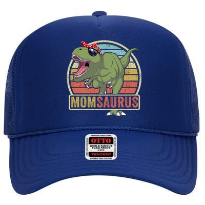 Momsaurus Dinosaur Mom Saurus Family Matching Great Gift High Crown Mesh Back Trucker Hat