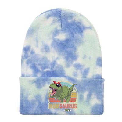 Momsaurus Dinosaur Mom Saurus Family Matching Great Gift Tie Dye 12in Knit Beanie