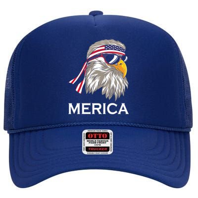 Memorial Day Merica Eagle 4th Of July Patriotic I Love Usa Great Gift High Crown Mesh Back Trucker Hat