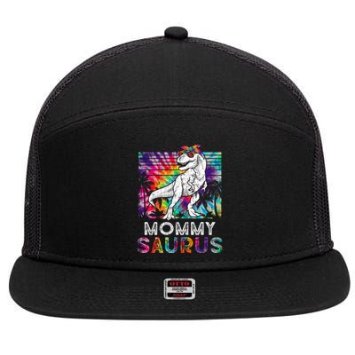 Mommysaurus Dinosaur Mommy Saurus Family Matching Tie Dye Gift 7 Panel Mesh Trucker Snapback Hat