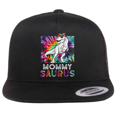 Mommysaurus Dinosaur Mommy Saurus Family Matching Tie Dye Gift Flatbill Hat