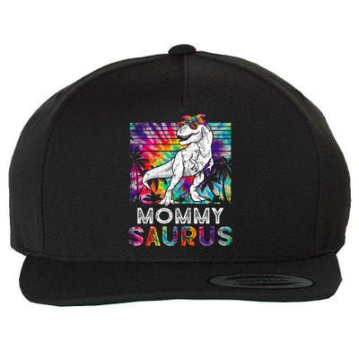 Mommysaurus Dinosaur Mommy Saurus Family Matching Tie Dye Gift Wool Snapback Cap