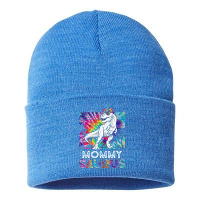 Mommysaurus Dinosaur Mommy Saurus Family Matching Tie Dye Gift Sustainable Knit Beanie