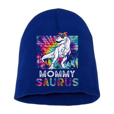 Mommysaurus Dinosaur Mommy Saurus Family Matching Tie Dye Gift Short Acrylic Beanie