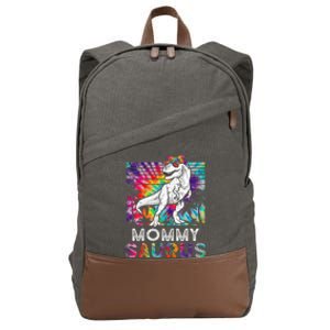 Mommysaurus Dinosaur Mommy Saurus Family Matching Tie Dye Gift Cotton Canvas Backpack