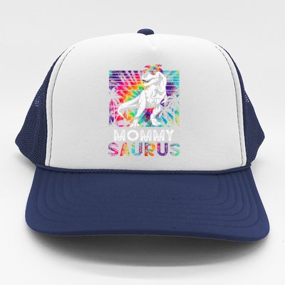 Mommysaurus Dinosaur Mommy Saurus Family Matching Tie Dye Gift Trucker Hat