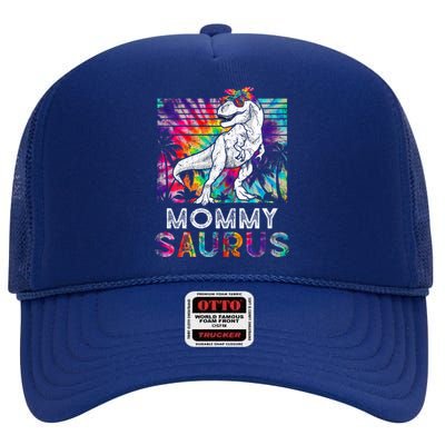 Mommysaurus Dinosaur Mommy Saurus Family Matching Tie Dye Gift High Crown Mesh Back Trucker Hat