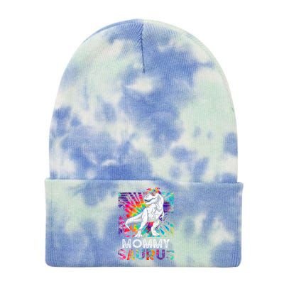 Mommysaurus Dinosaur Mommy Saurus Family Matching Tie Dye Gift Tie Dye 12in Knit Beanie