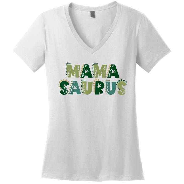 Mamasaurus Dadasaurus Matching Family Dinosaur Birthday Women's V-Neck T-Shirt