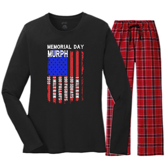 Memorial Day Murph Challenge Distressed Us Military Gift Women's Long Sleeve Flannel Pajama Set 