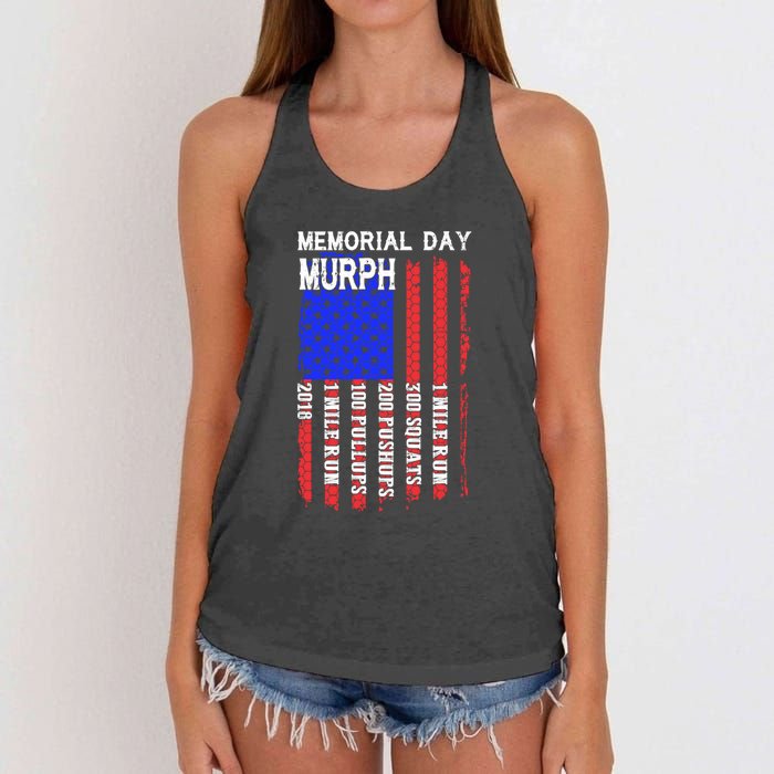 Memorial Day Murph Challenge Distressed Us Military Gift Women's Knotted Racerback Tank