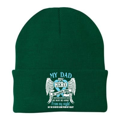 My Dad My Hero My Guardian Angel He Watches Over My Back Gift Knit Cap Winter Beanie