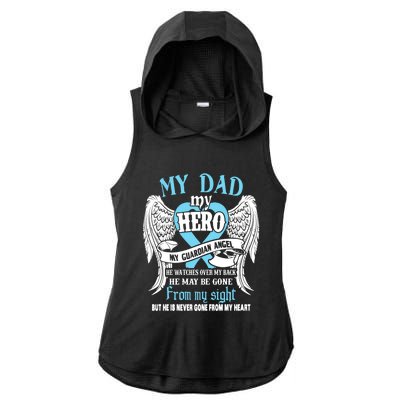 My Dad My Hero My Guardian Angel He Watches Over My Back Gift Ladies PosiCharge Tri-Blend Wicking Draft Hoodie Tank