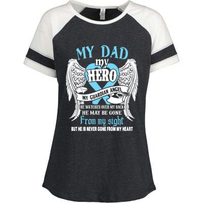 My Dad My Hero My Guardian Angel He Watches Over My Back Gift Enza Ladies Jersey Colorblock Tee