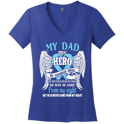 My Dad My Hero My Guardian Angel He Watches Over My Back Gift Women's V-Neck T-Shirt