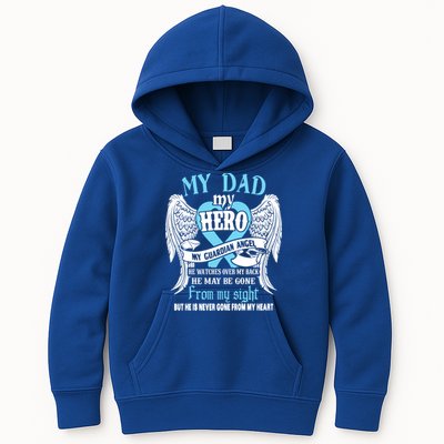 My Dad My Hero My Guardian Angel He Watches Over My Back Gift Kids Hoodie