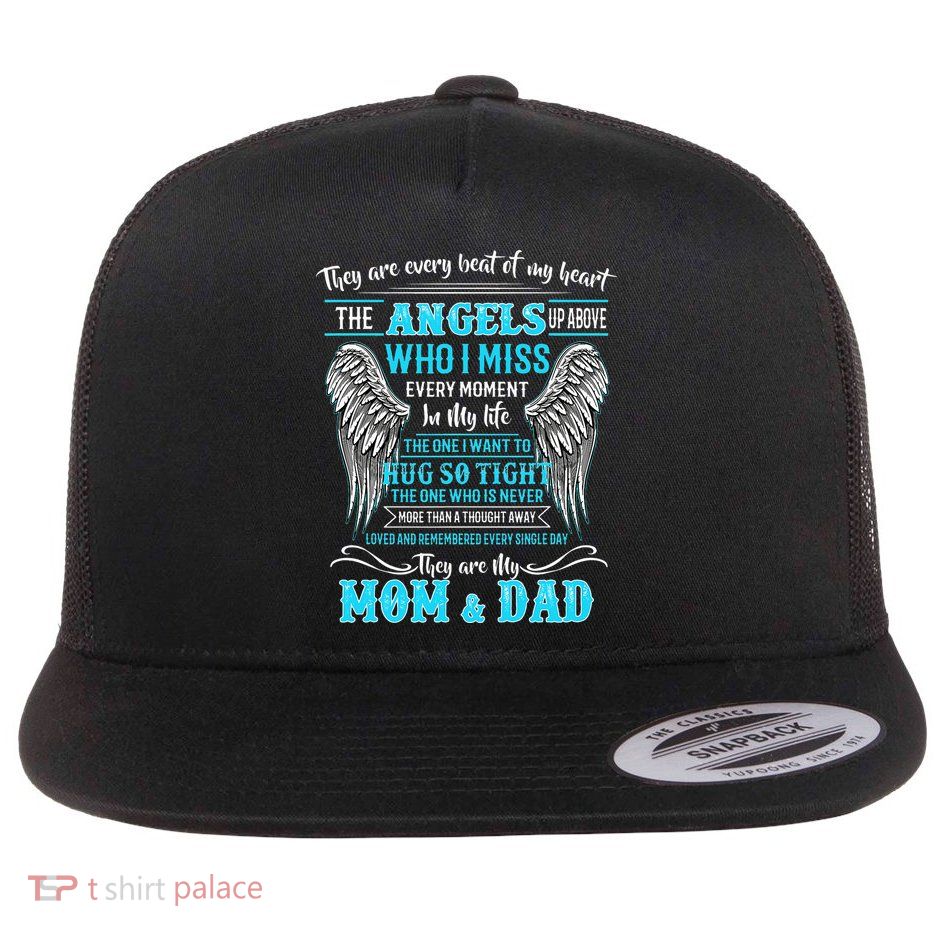 Mom & Dad My Angels In Memories Of Parents In Heaven Flatbill Hat