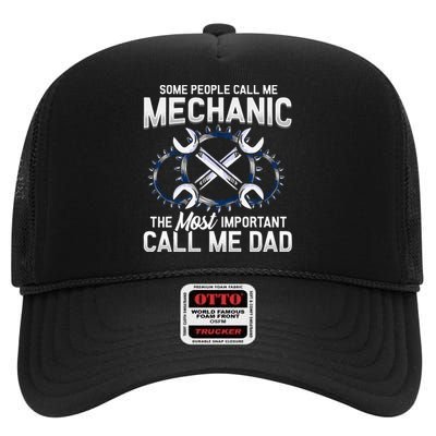 Mechanic Dad Mechanics Fathers Day Dads Birthday Gift High Crown Mesh Back Trucker Hat