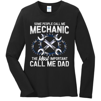 Mechanic Dad Mechanics Fathers Day Dads Birthday Gift Ladies Long Sleeve Shirt