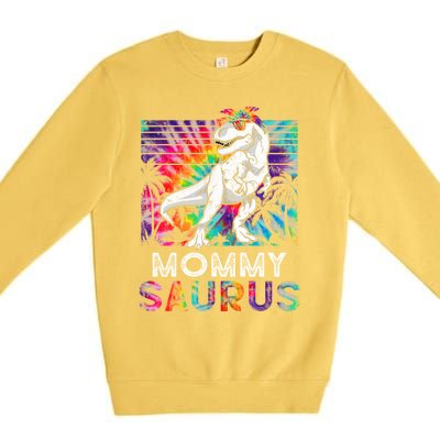 Mommysaurus Dinosaur Mommy Saurus Family Matching Tie Dye Cool Gift Premium Crewneck Sweatshirt