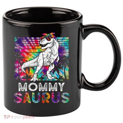 Mommysaurus Dinosaur Mommy Saurus Family Matching Tie Dye Cool Gift 11oz C Handle Ceramic Mug