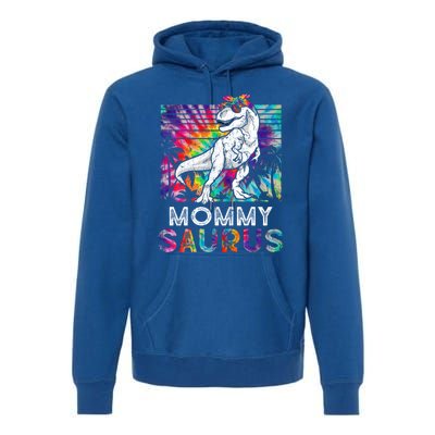 Mommysaurus Dinosaur Mommy Saurus Family Matching Tie Dye Cool Gift Premium Hoodie