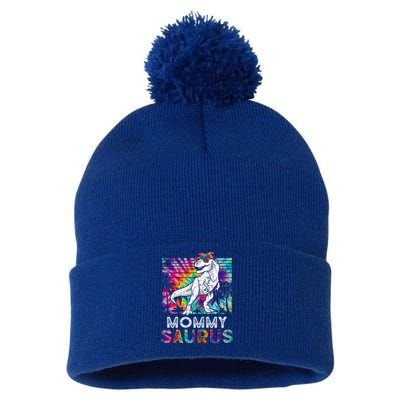 Mommysaurus Dinosaur Mommy Saurus Family Matching Tie Dye Cool Gift Pom Pom 12in Knit Beanie