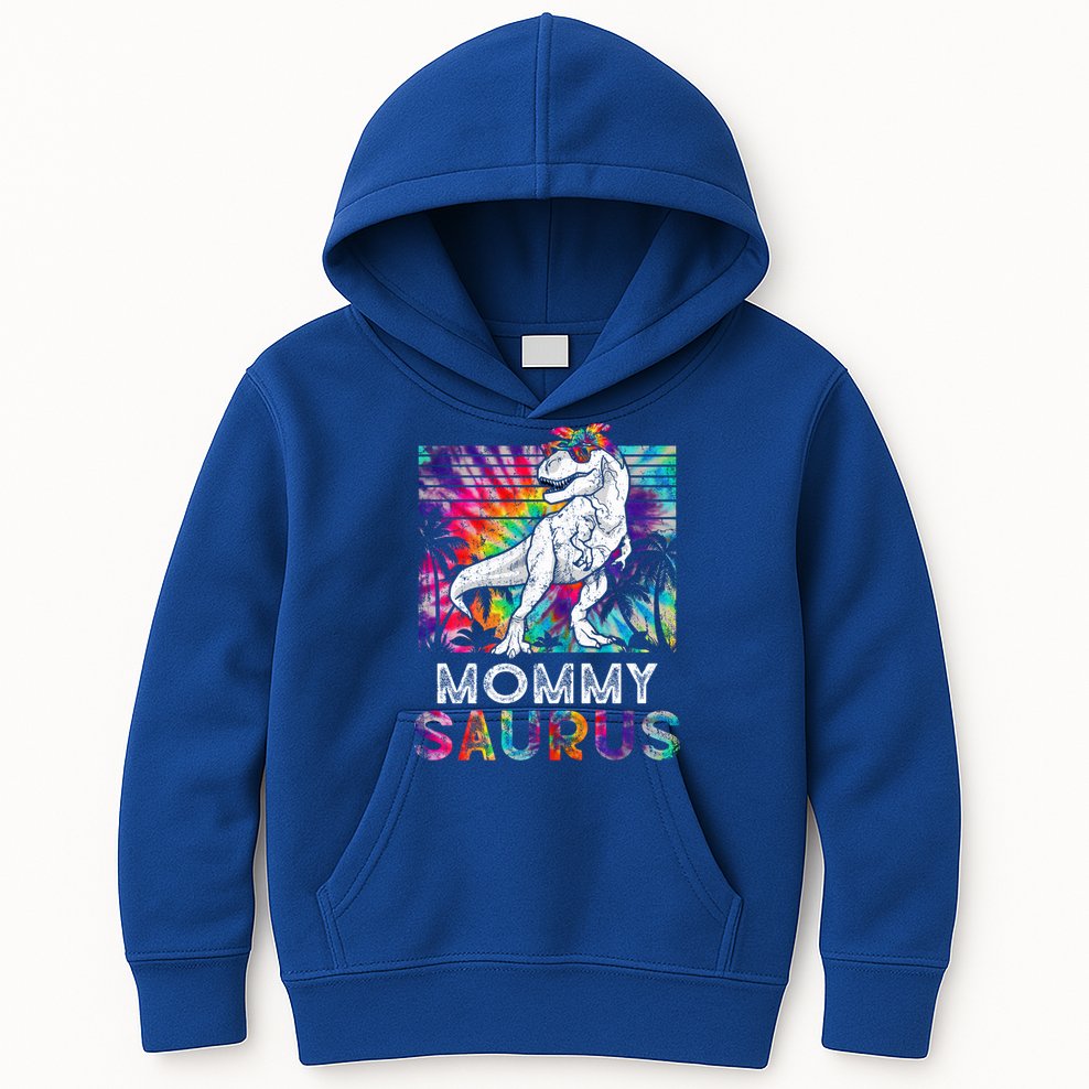 Mommysaurus Dinosaur Mommy Saurus Family Matching Tie Dye Cool Gift Kids Hoodie