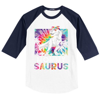 Mommysaurus Dinosaur Mommy Saurus Family Matching Tie Dye Cool Gift Baseball Sleeve Shirt