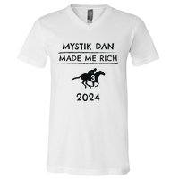 Mystik Dan Made Me Rich 2024 Winner Betting Horse Racing V-Neck T-Shirt