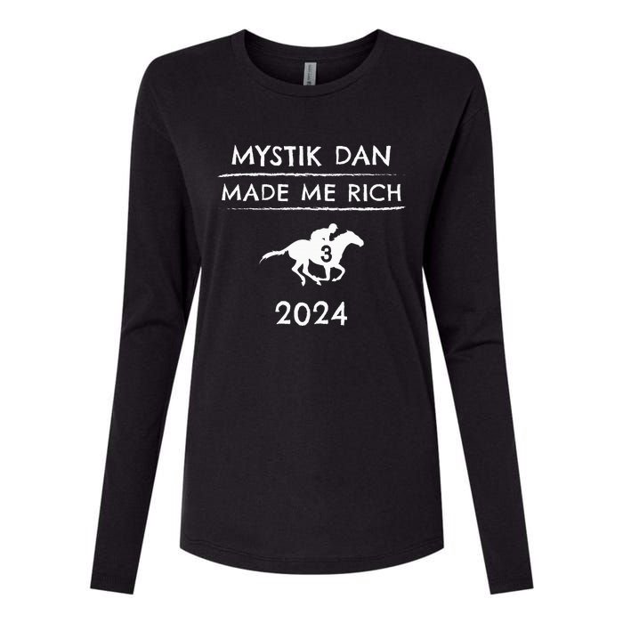 Mystik Dan Made Me Rich 2024 Winner Betting Horse Racing Womens Cotton Relaxed Long Sleeve T-Shirt