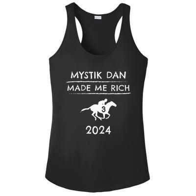 Mystik Dan Made Me Rich 2024 Winner Betting Horse Racing Ladies PosiCharge Competitor Racerback Tank