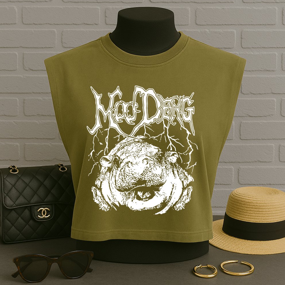 Moo Deng Metal Garment-Dyed Women's Muscle Tee