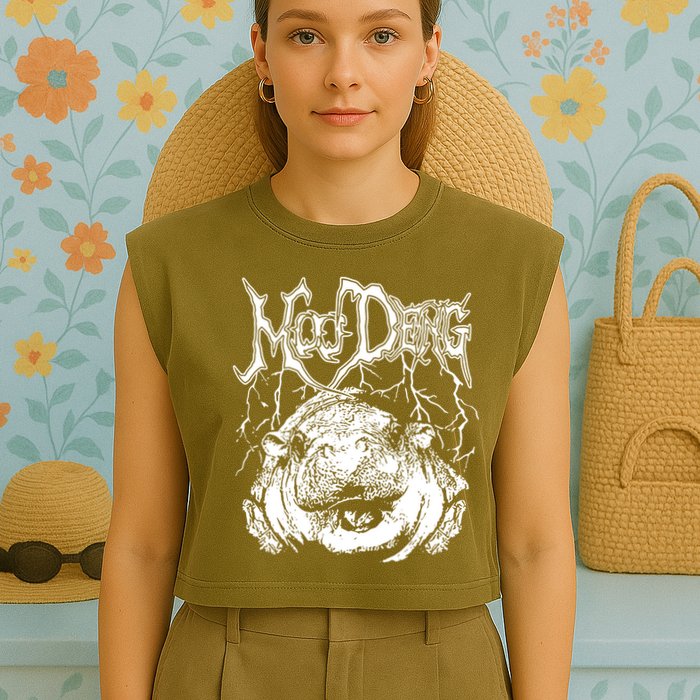 Moo Deng Metal Garment-Dyed Women's Muscle Tee