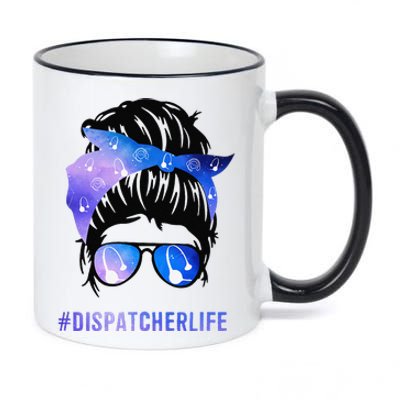 Mothers Day Minnie Momdispatcher Messy Bun Hair Woman Dispatcher Life 911 Mother 11oz Black Color Changing Mug